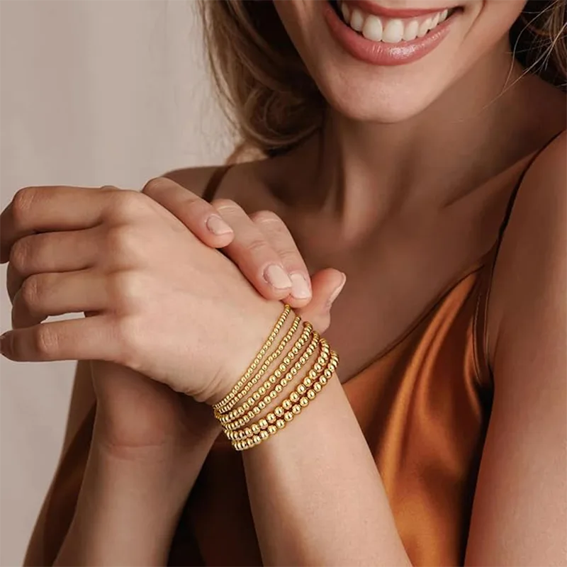 Pulseiras de miçangas banhadas a ouro 14k