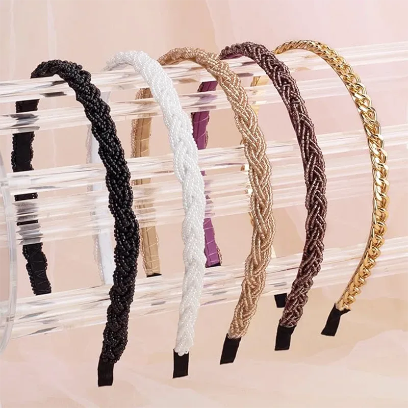 Tiaras flexíveis de metal com contas de pérola