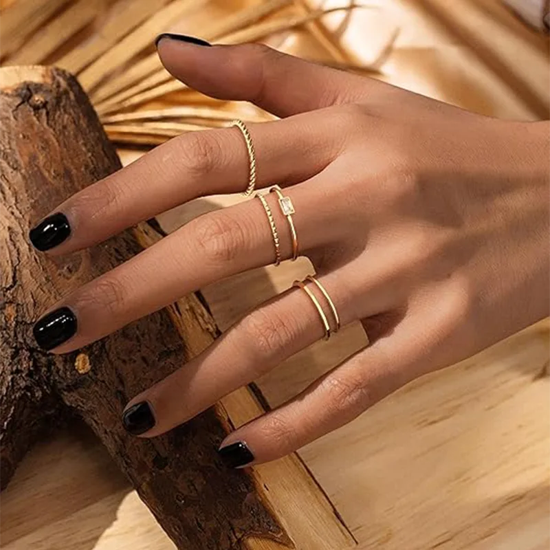 Anel de moda feminina de aço inoxidável dourado